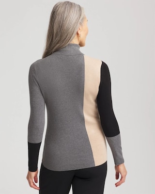 Ella Colorblock Intarsia Turtleneck Sweater click to view larger image.