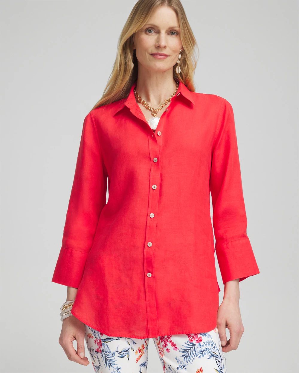 No Iron™ Linen 3/4 Sleeve Shirt