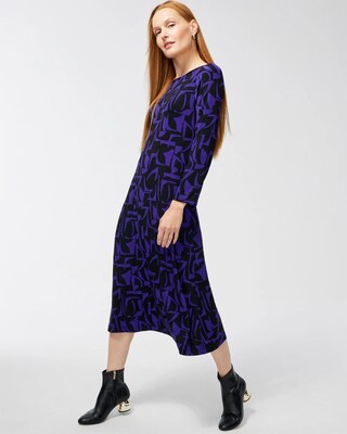 Travelers Abstract Print A-line Midi Dress