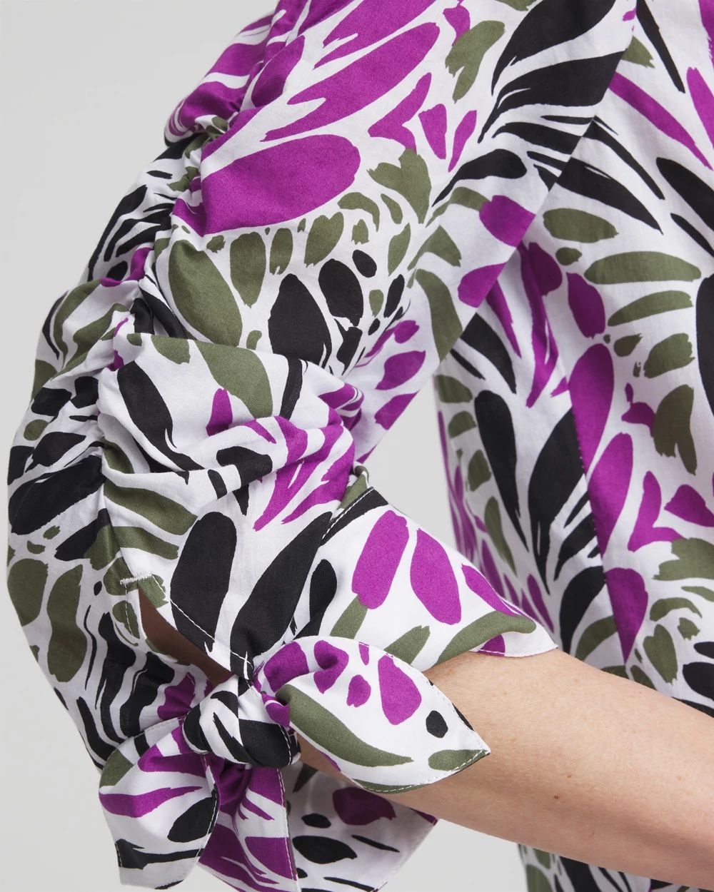 Ruched Sleeve Floral Blouse click to view larger image.