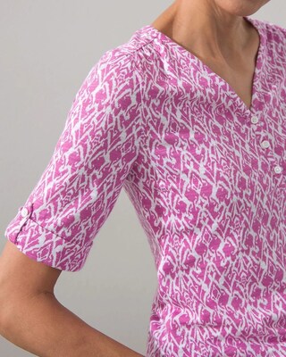 Ikat Henley Elbow Sleeve Slub Tee