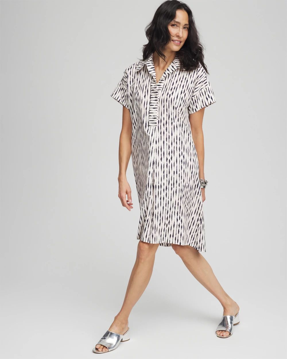 Striped High-Low Popover Dress