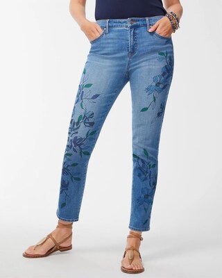 Girlfriend Floral Ankle Jeans