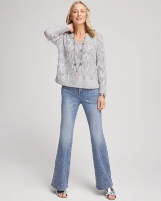 Feathered Pullover Sweater click to view larger image.