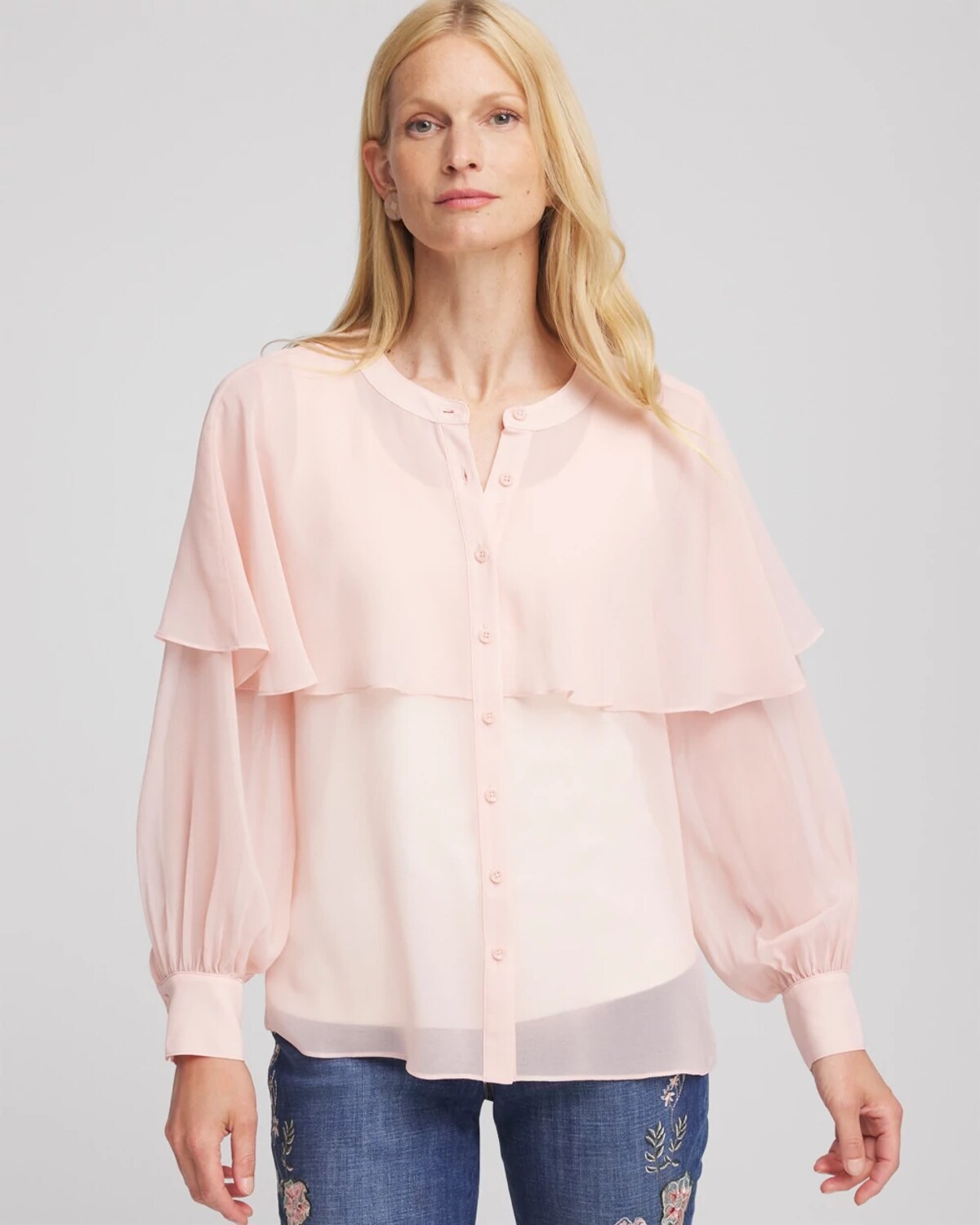 Chico's Georgette Cape Blouse In Pink In Pink