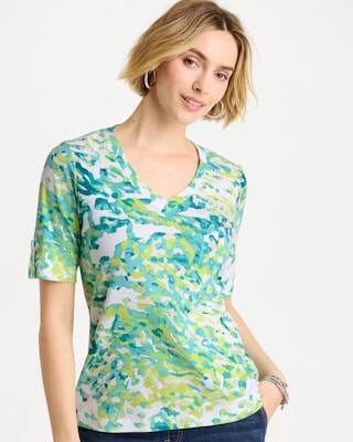 Pima Printed Elbow Sleeve Tee