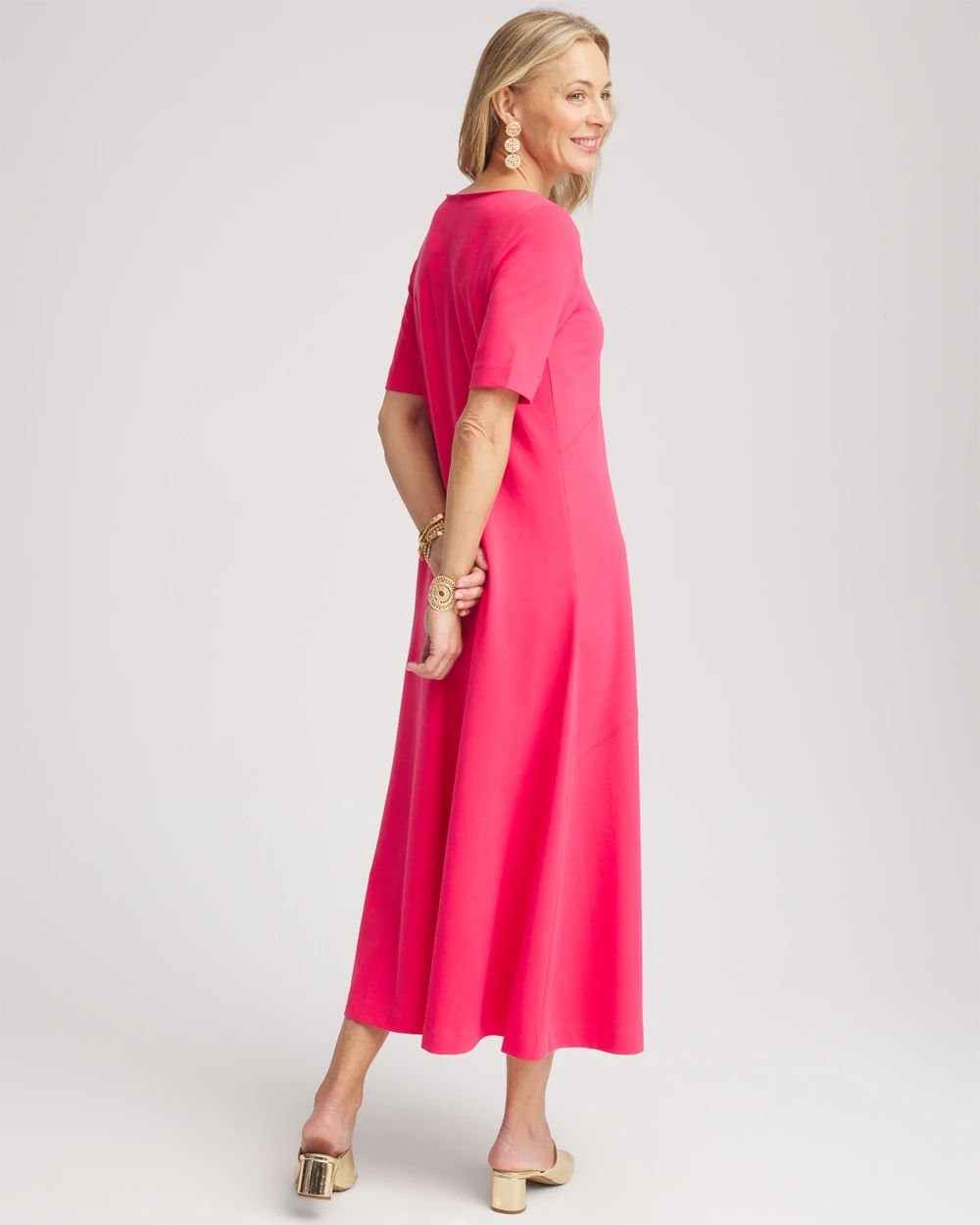 Petite Elbow-Sleeved Maxi Dress