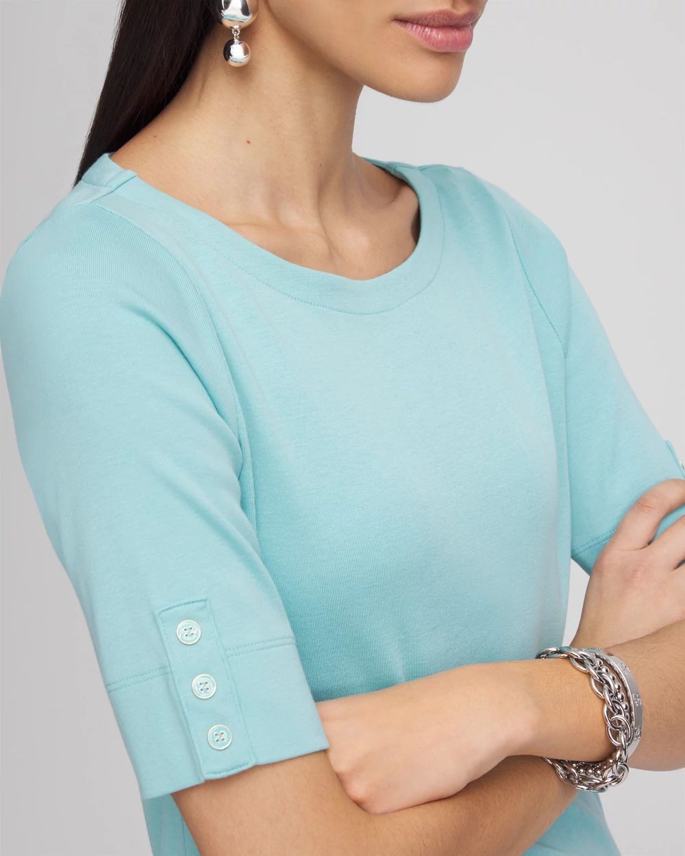 Pima Cotton Bateau-Neck Tee click to view larger image.