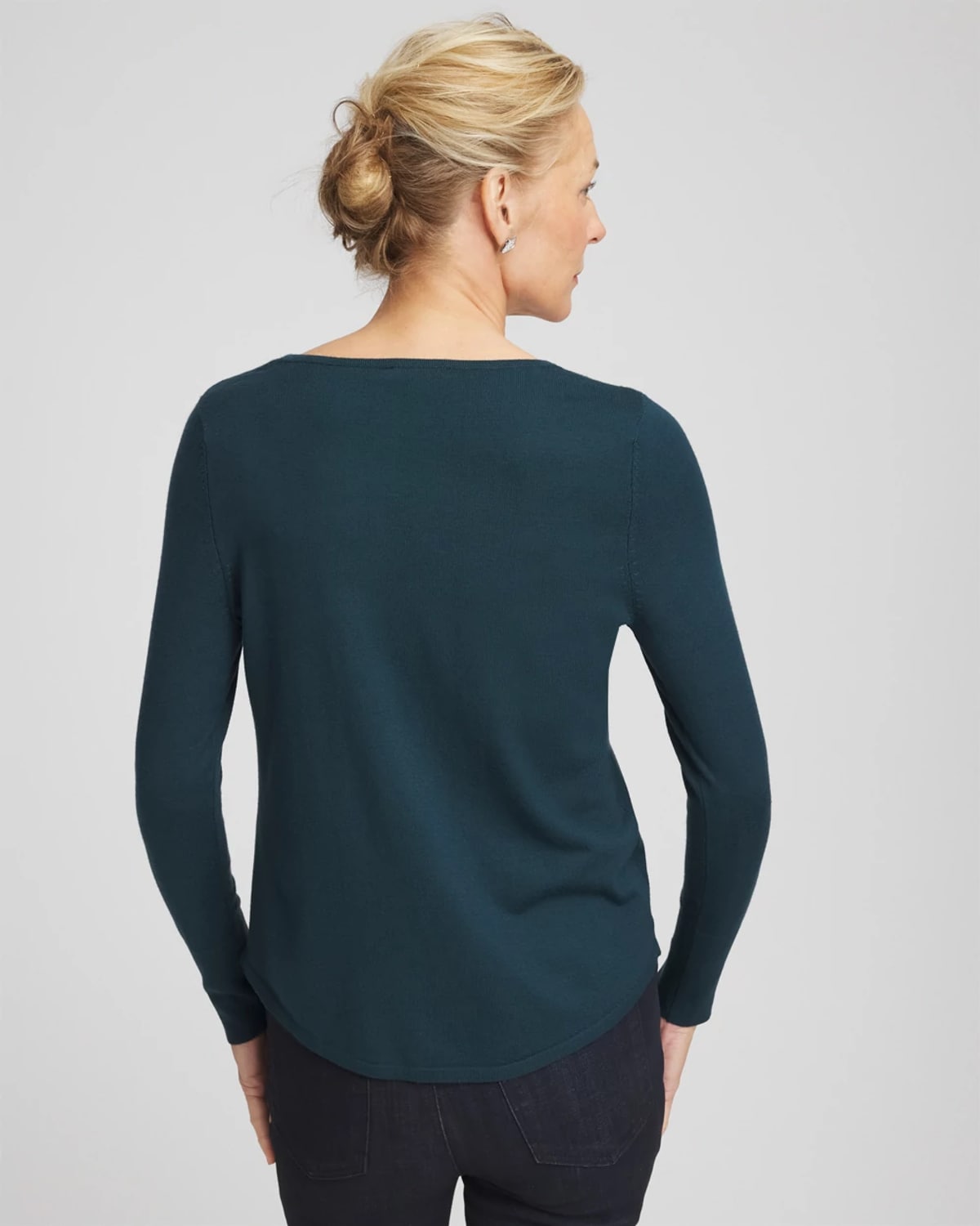 Chico's Ella V-neck Pullover Sweater In Teal Shadow