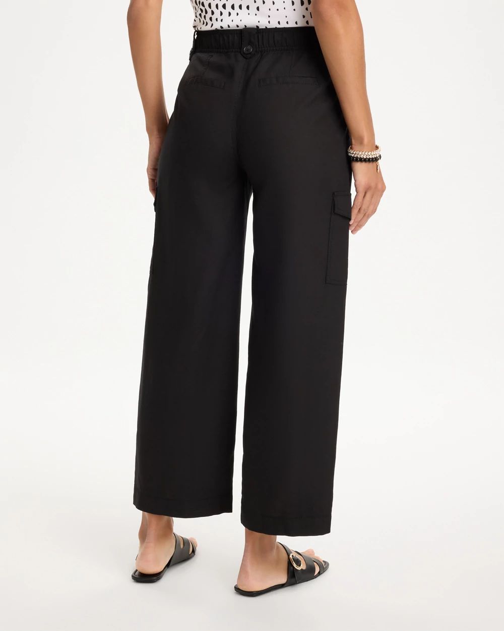 Linen-Blend Utility Wide Crop Pants click to view larger image.