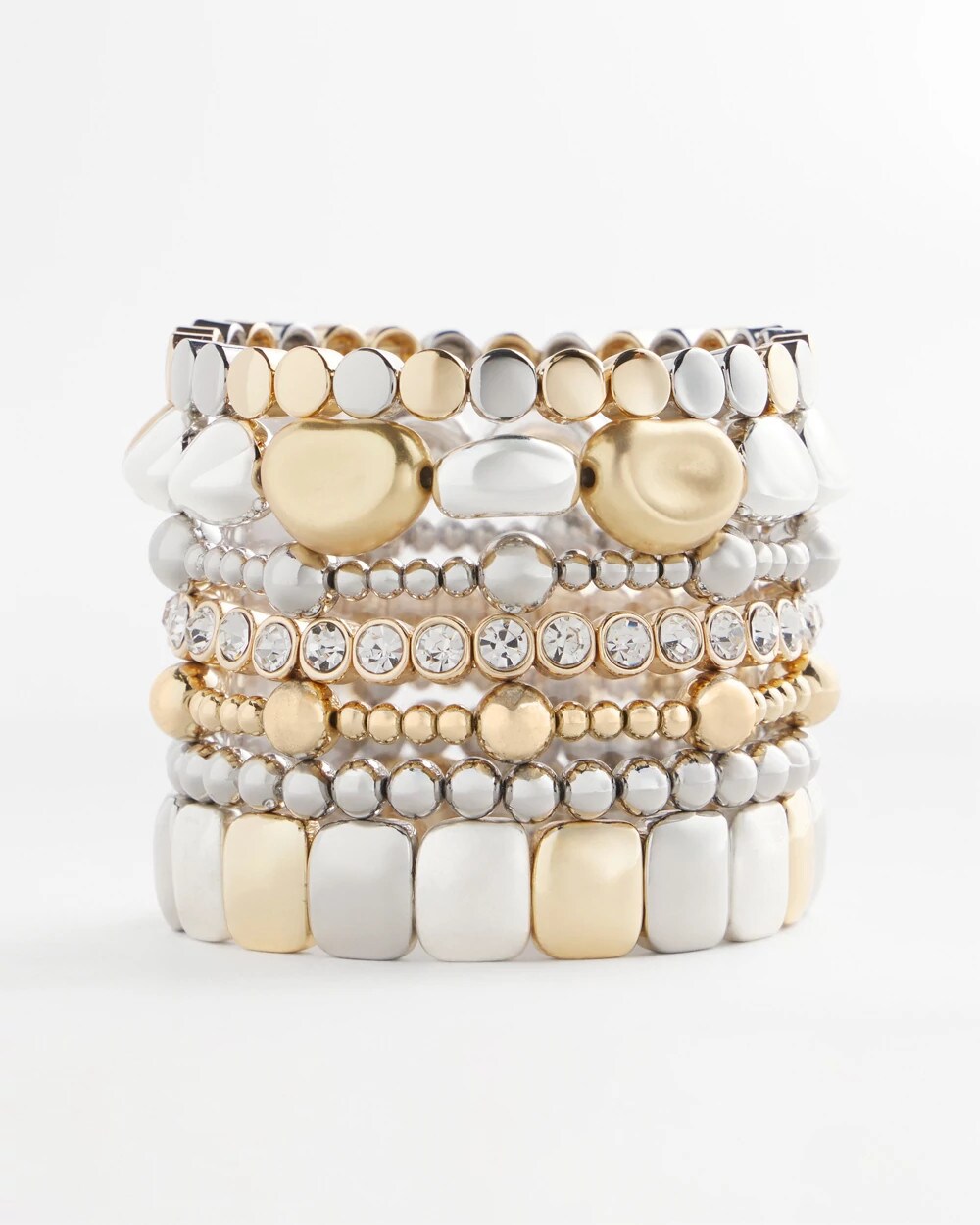 Silvertone Round Stretch Bracelet