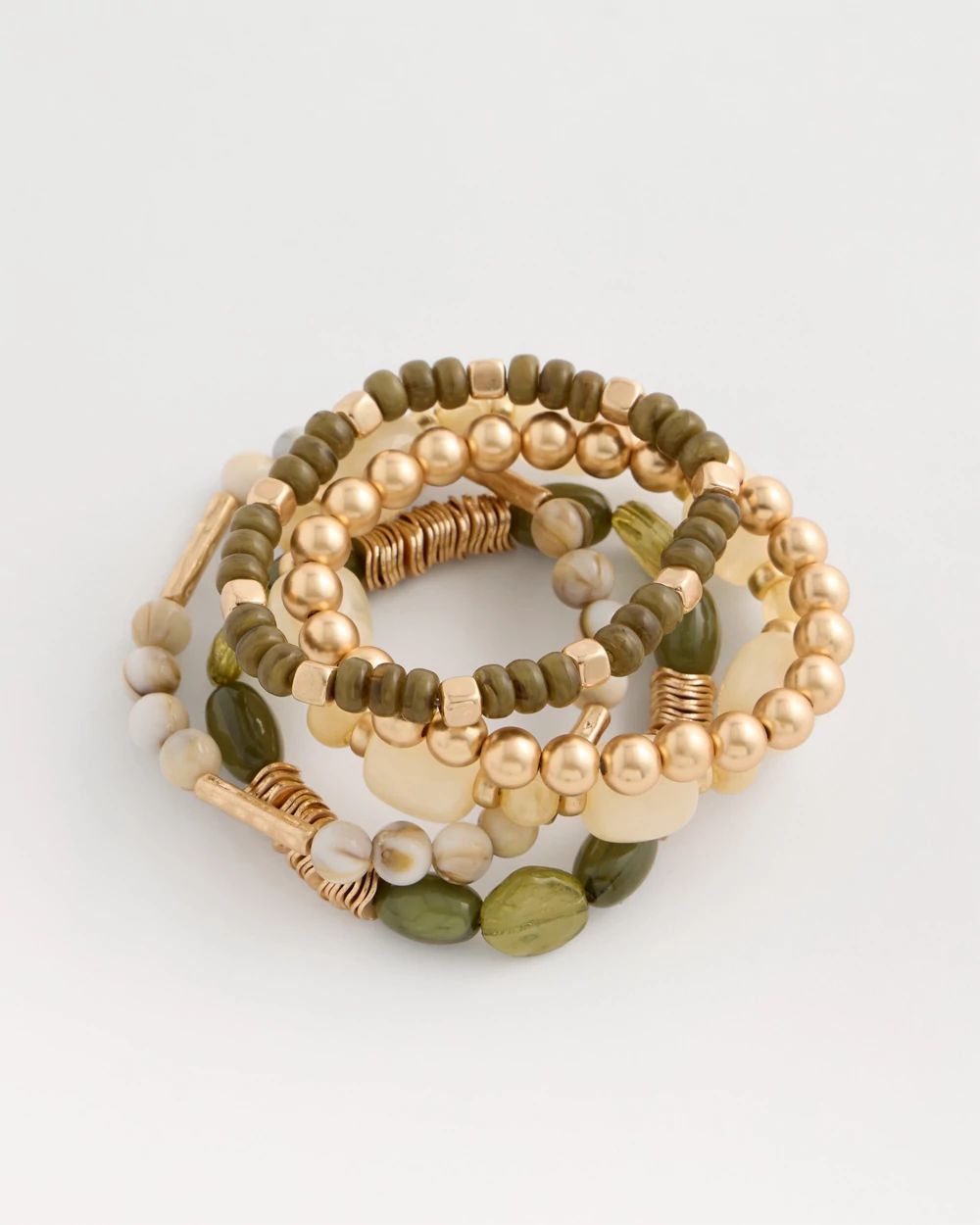 Green Stretch Bangle Set of Five click to view larger image.