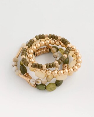 Green Stretch Bangle Set of Five click to view larger image.