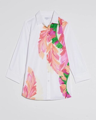 No Iron Stretch 3/4 Sleeve Foliage Shirt