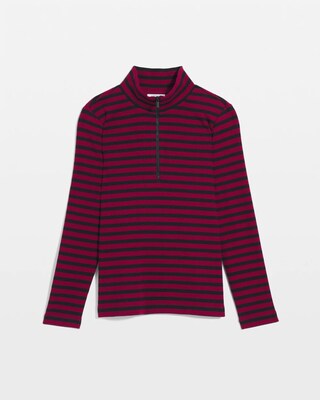 Zenergy® Stripe Mock Neck Zipper Tee