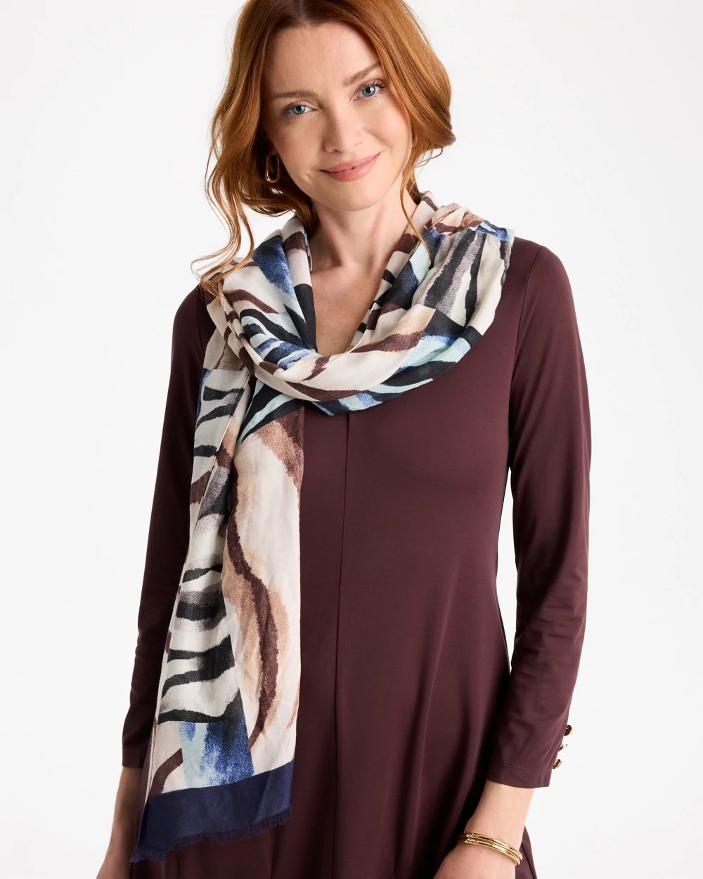Zebra Print Oblong Scarf click to view larger image.