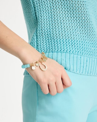 Jade Stone Link Charm Bracelet click to view larger image.