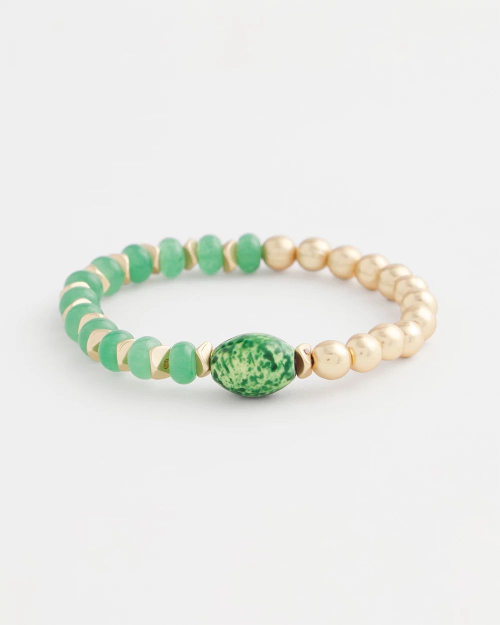 Two-Tone Agate Accented Stretch Bracelet