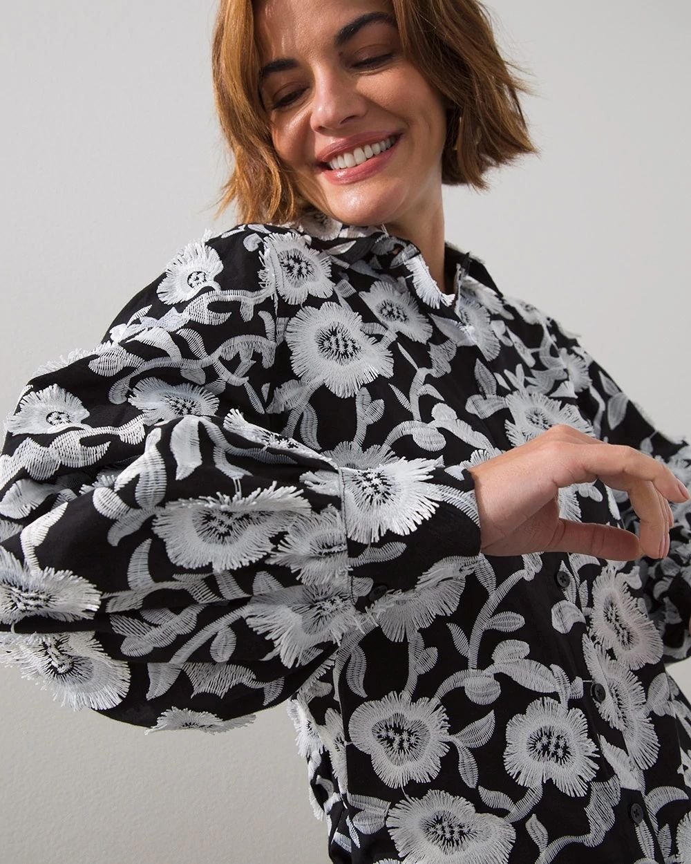 3D Embroidered Floral Shirt