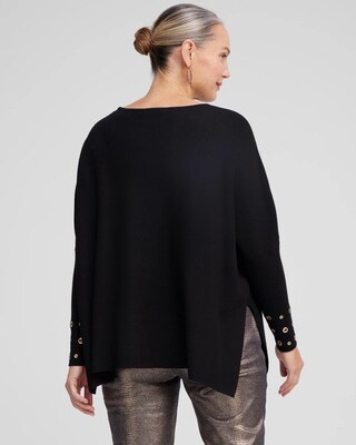 Grommet Detail Sweater Poncho click to view larger image.
