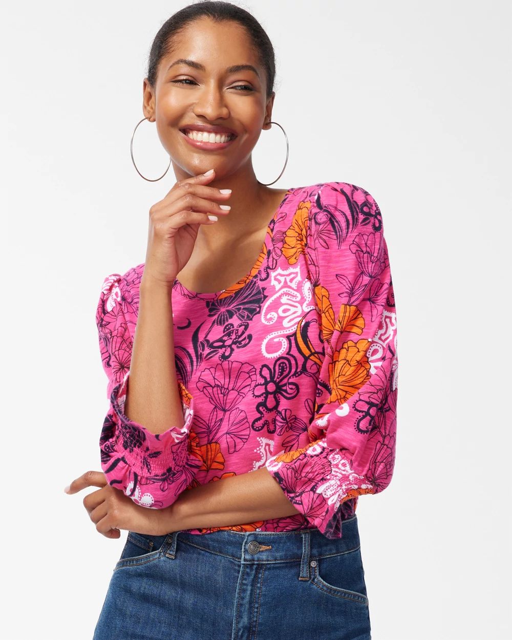 Floral Ruffle Cuff Tee