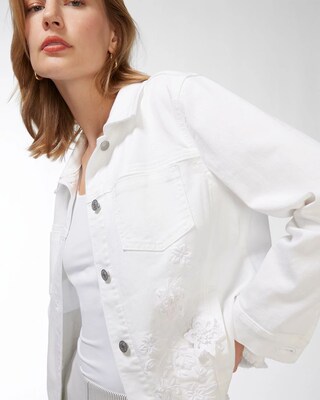 3D Floral Applique Denim Jacket