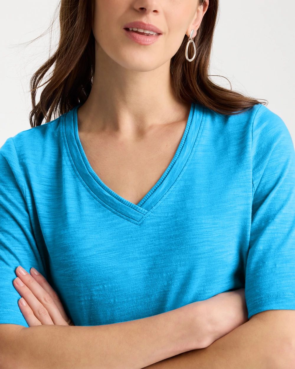 Cotton Slub V-Neck Tee click to view larger image.