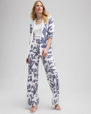 Printed Linen Blend Stretch Blazer