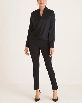 Black Label Silk-Blend Surplice Top