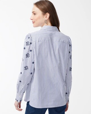Poplin Embellished Sleeve Shirt