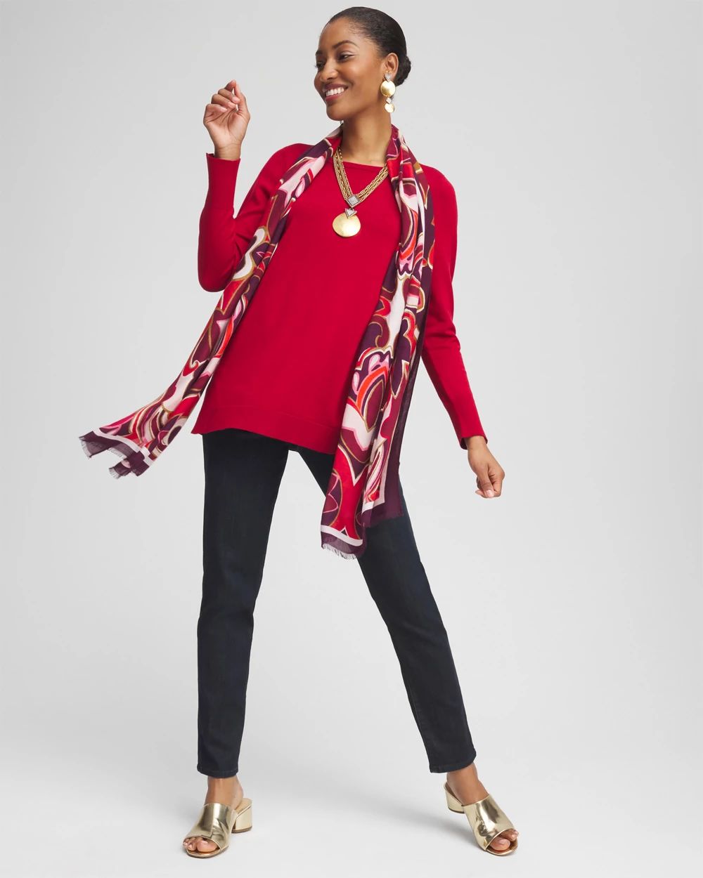 Embellished Crew Neck Sweater Tunic