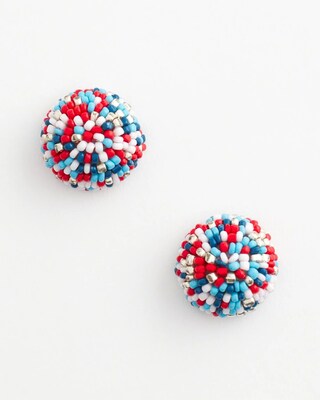 No Droop® Red White & Blue Beaded Stud Earrings