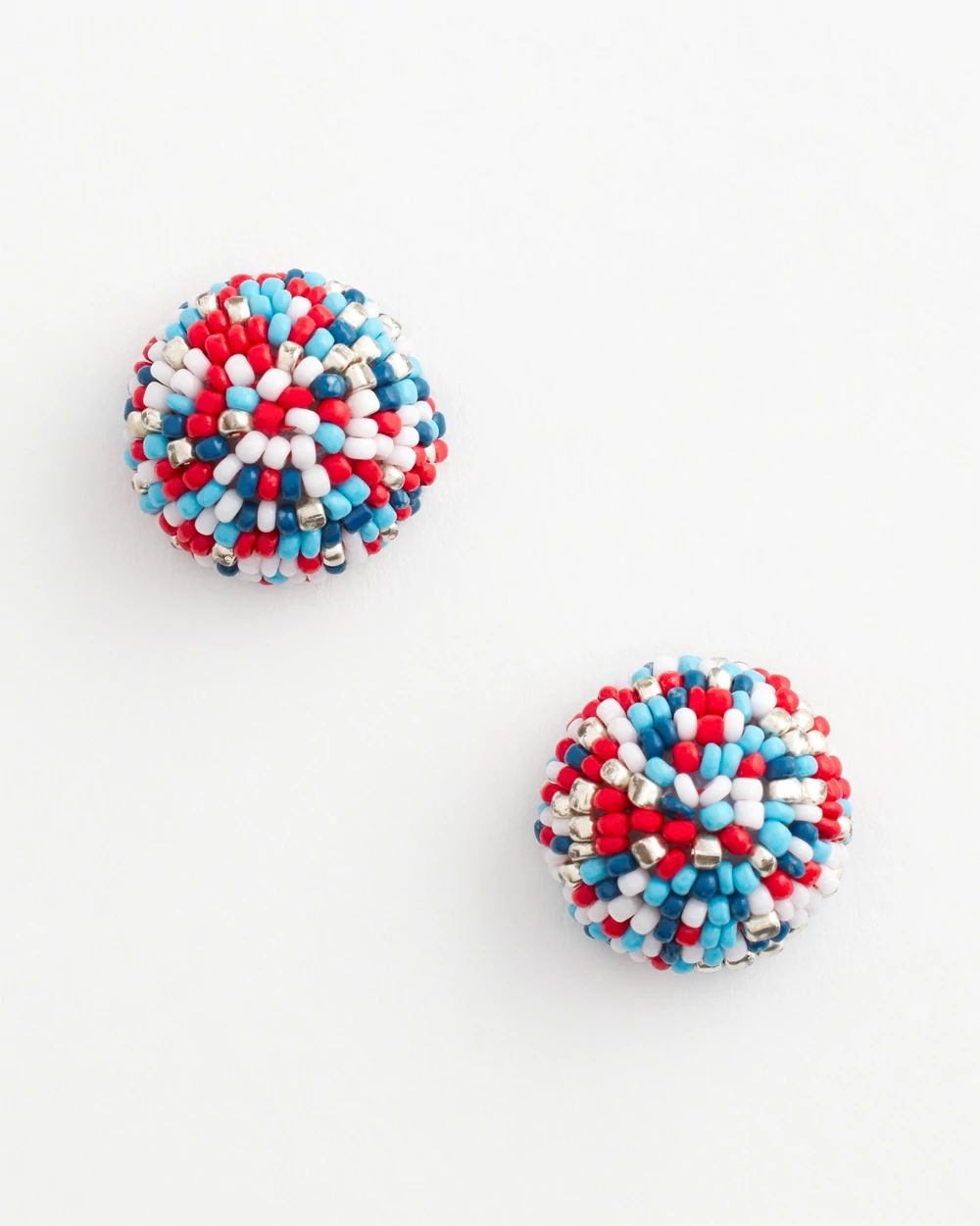 No Droop® Red White & Blue Beaded Stud Earrings