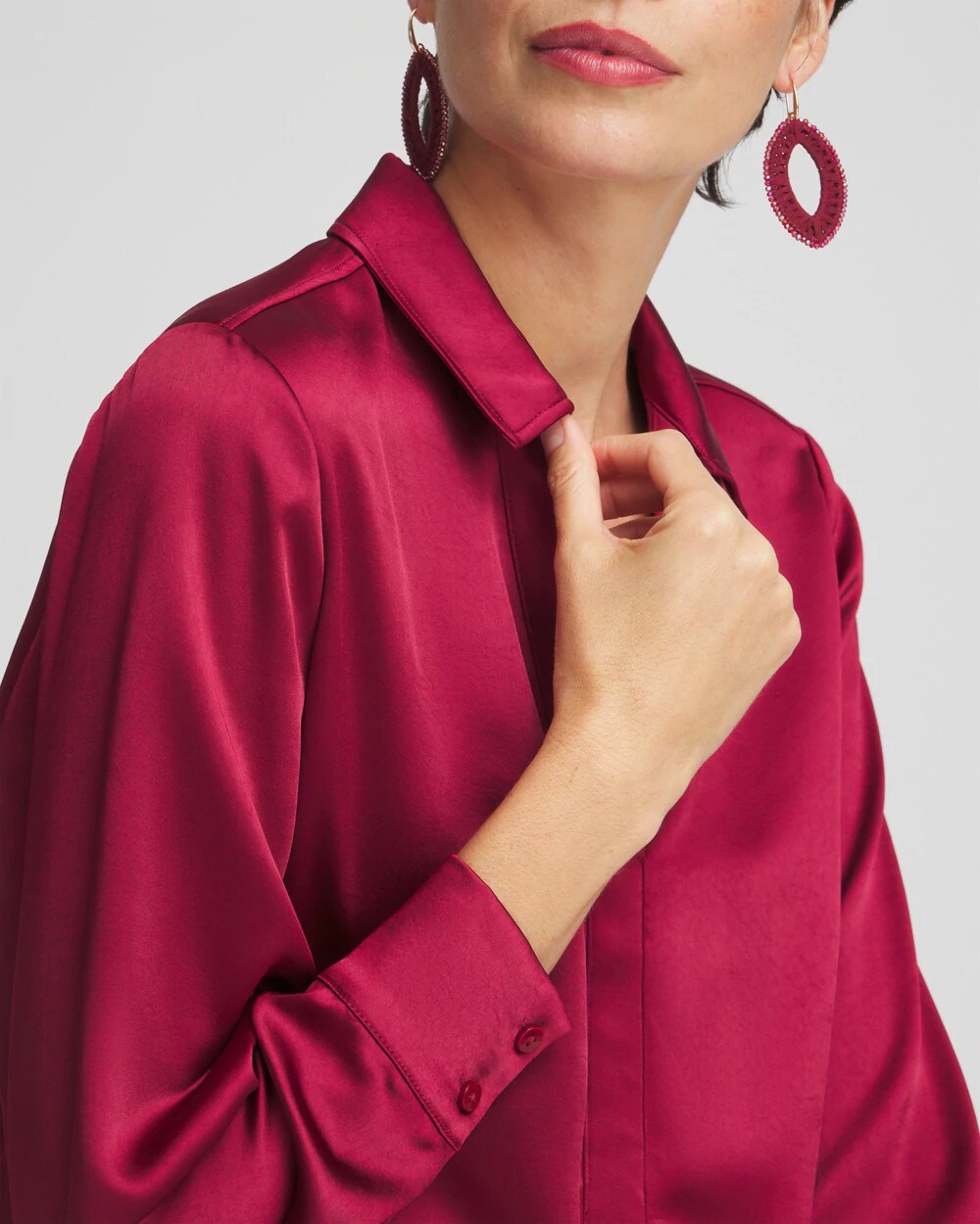 Satin Bubble Hem Shirt