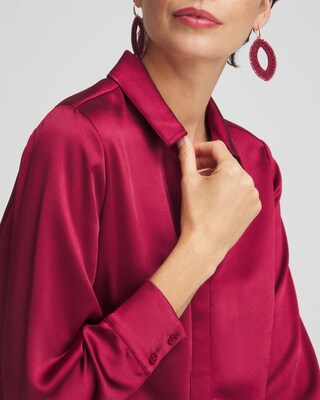 Satin Bubble Hem Shirt click to view larger image.