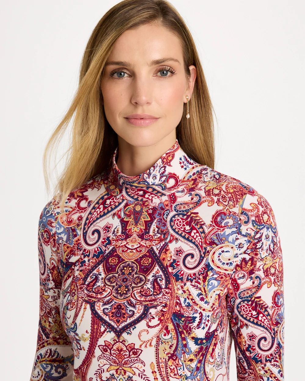 Touch of Cool™ Printed Mockneck Layering Tee click to view larger image.
