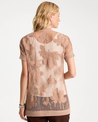 Cotton-Blend Crochet Cocoon Cardigan click to view larger image.