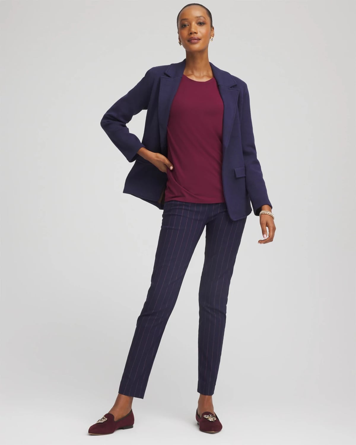 Chico's Touch Of Cool Layering Tee In Deep Chianti