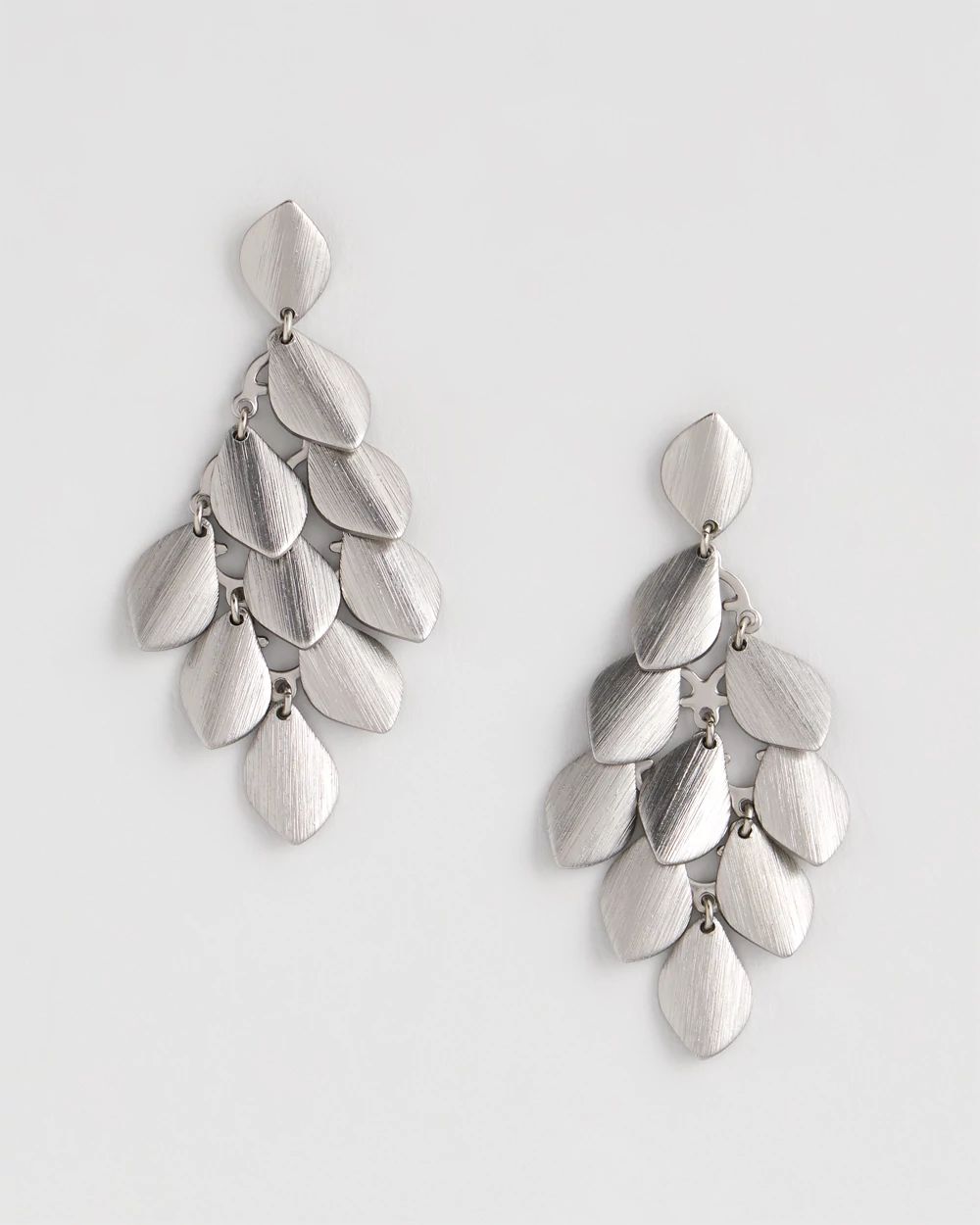 Satin Silver-Tone Chandelier Earrings