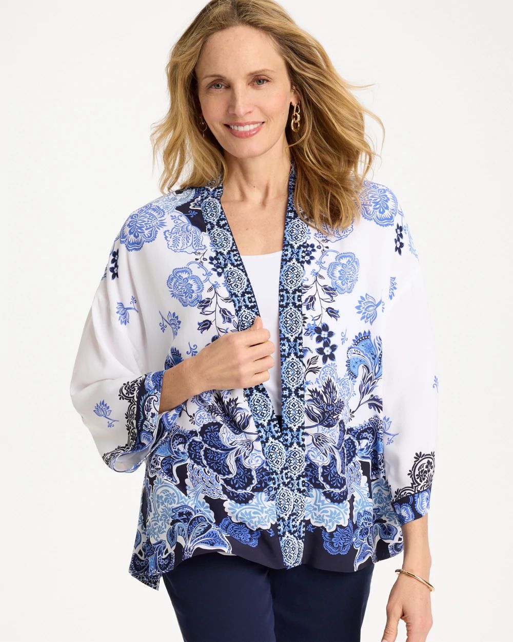 Woven Faux Silk Printed Kimono