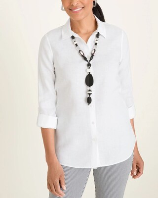 No-Iron Linen Roll-Tab Sleeve Shirt