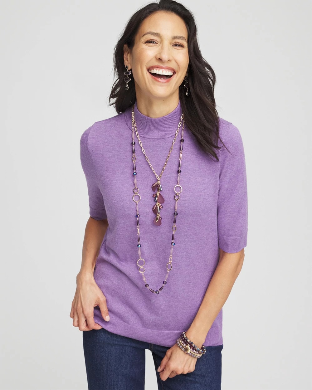 Ella Elbow Sleeve Mockneck Sweater