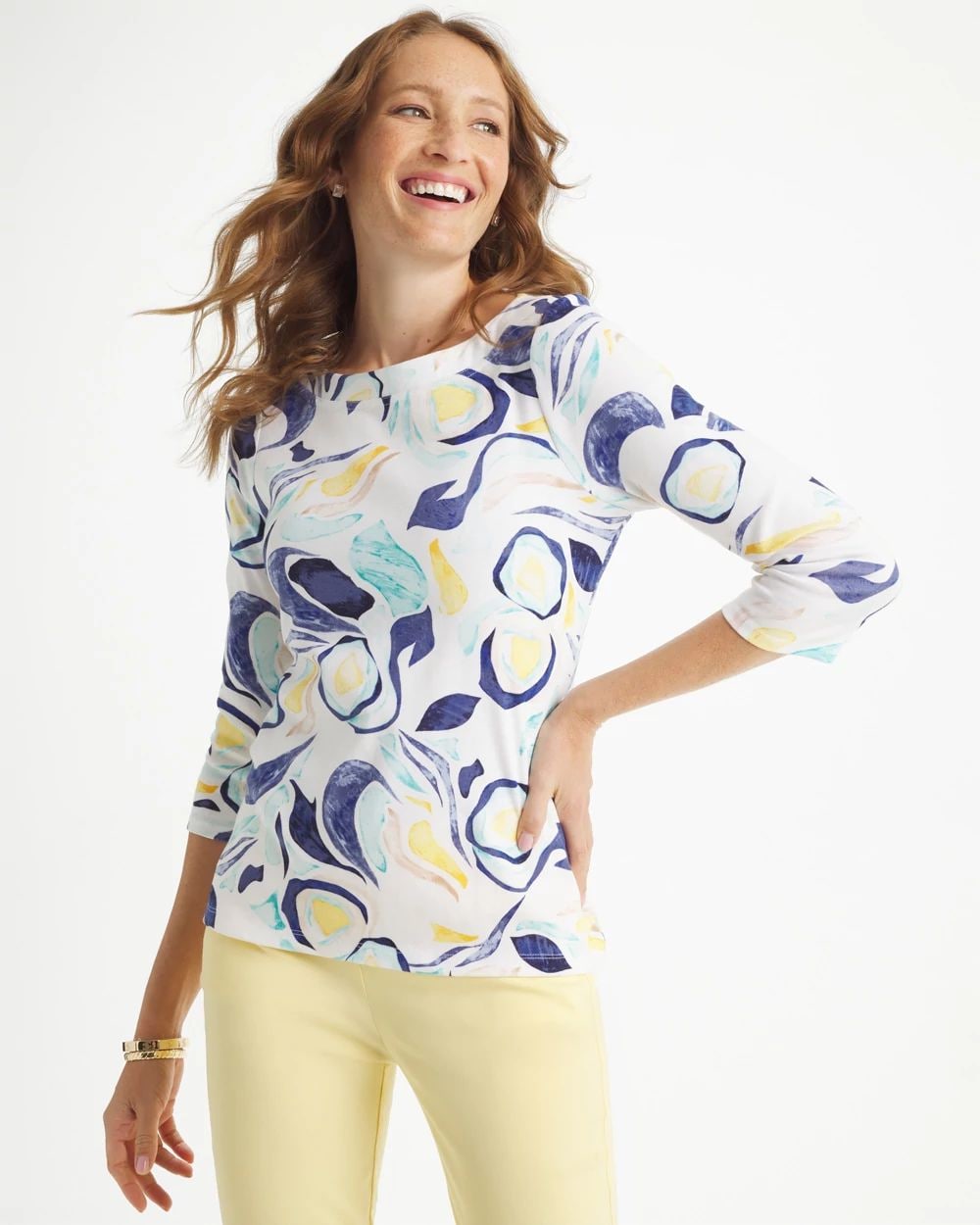 Abstract Pima 3/4 Sleeve Tee