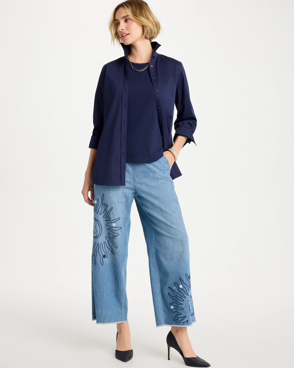 Embellished Ultra Lightweight Crop Jeans