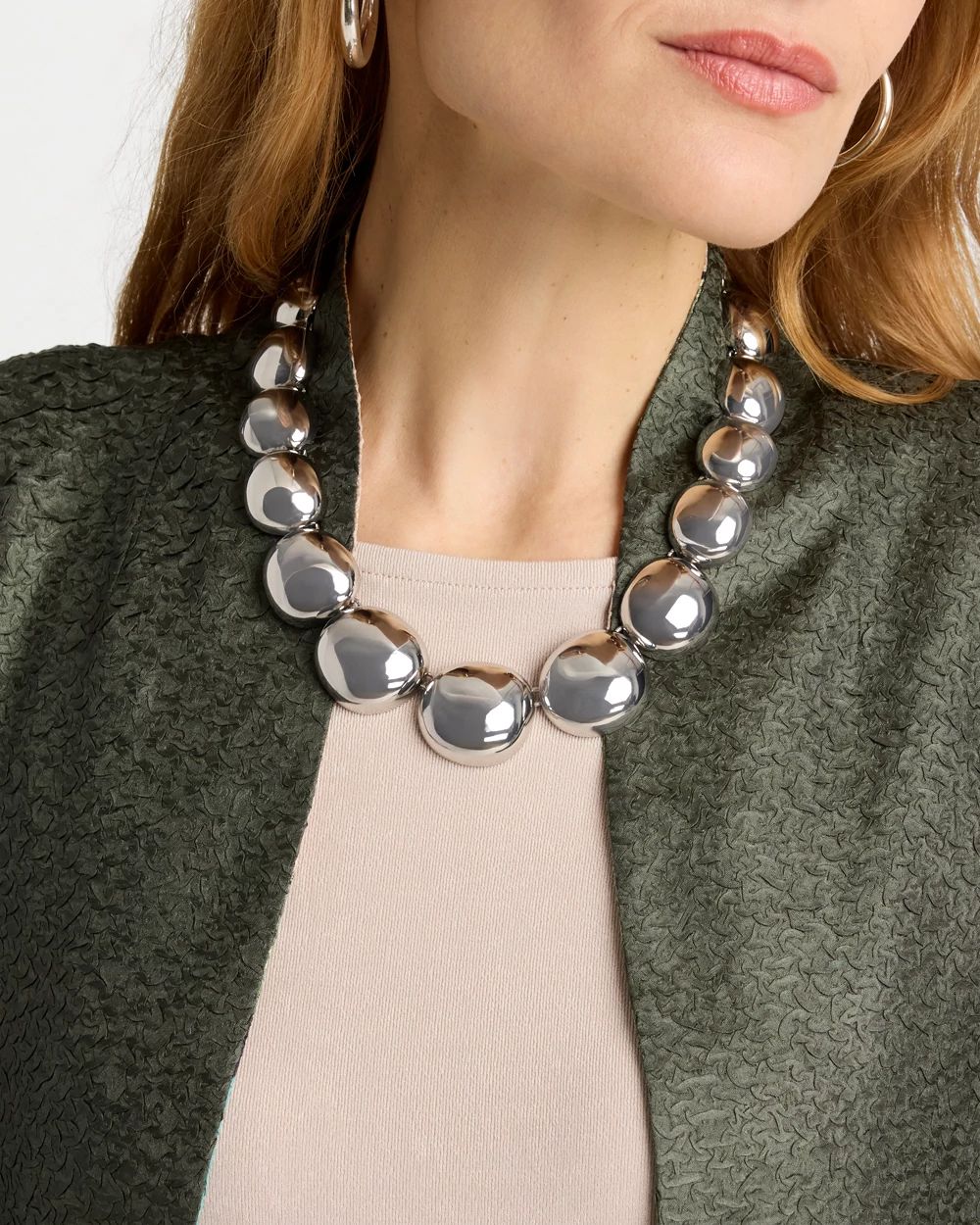 Silver Pebble Collar Necklace click to view larger image.