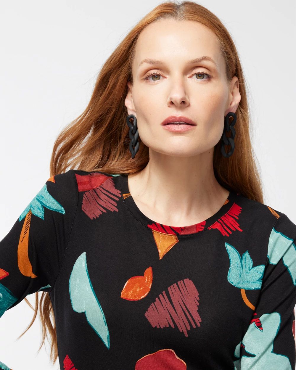 Black Drop Link Earrings