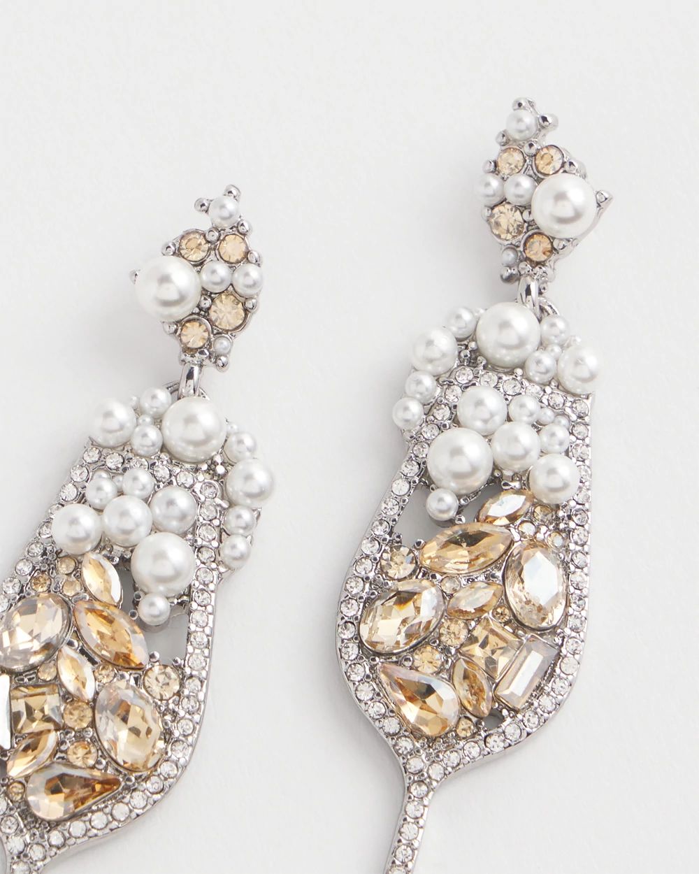 No Droop™ Embellished Champagne Earrings