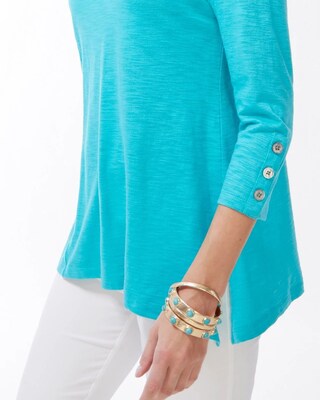 3/4 Button Sleeve Slub Tunic