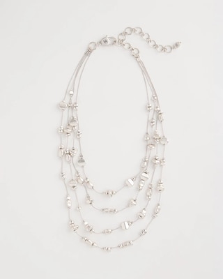 Silvertone Nugget Illusion Necklace