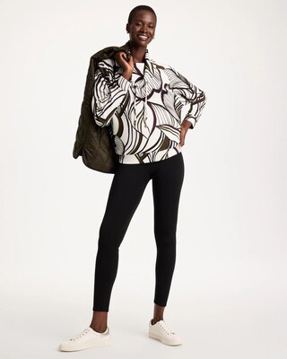 Zenergy® Soft Leaf Print Cowlneck Pullover click to view larger image.